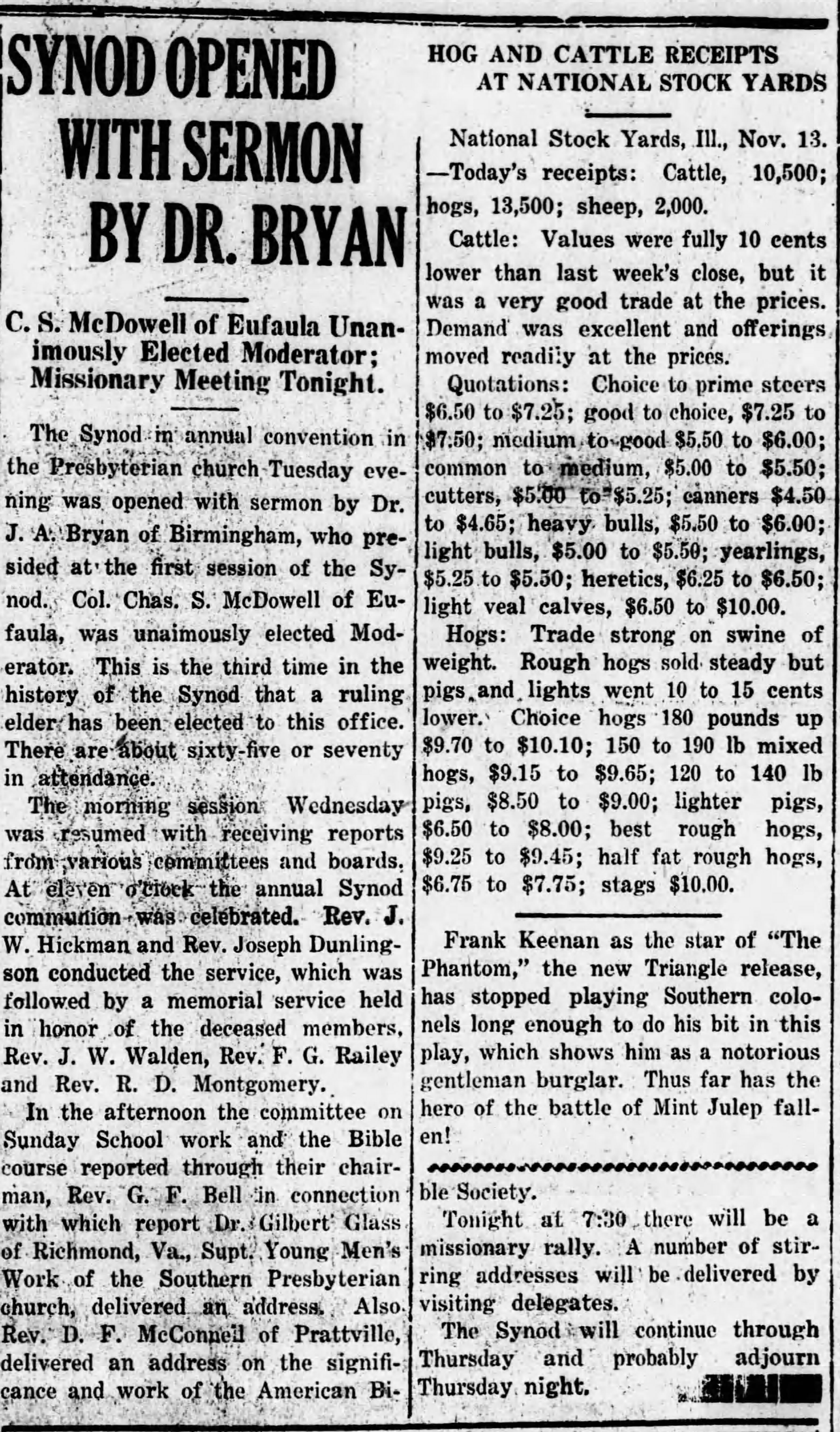 Synod Opened with Sermon By Dr. Bryan